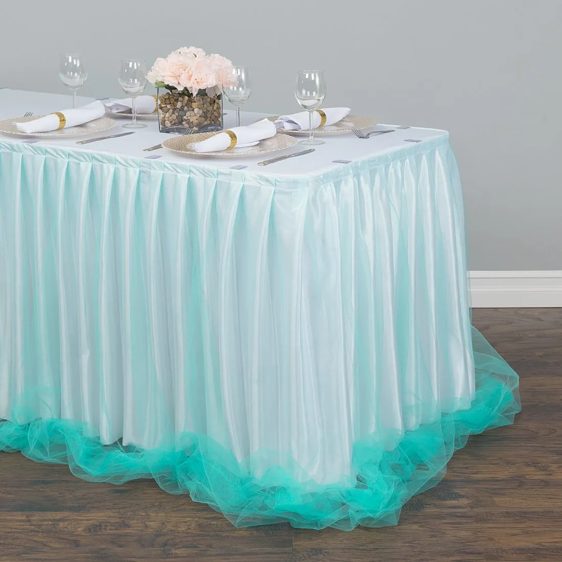 14 ft. Two Tone Tulle Chiffon Table Skirt (6 Colors)
