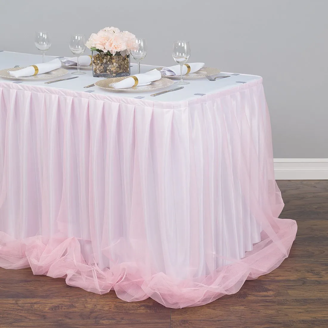14 ft. Two Tone Tulle Chiffon Table Skirt (6 Colors)