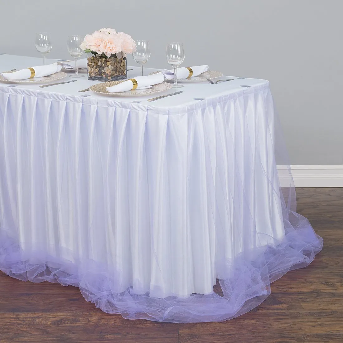 14 ft. Two Tone Tulle Chiffon Table Skirt (6 Colors)