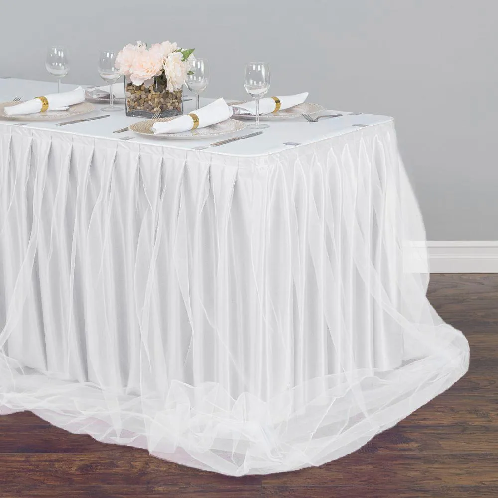14 ft. Two Tone Tulle Chiffon Table Skirt (7 Colors)