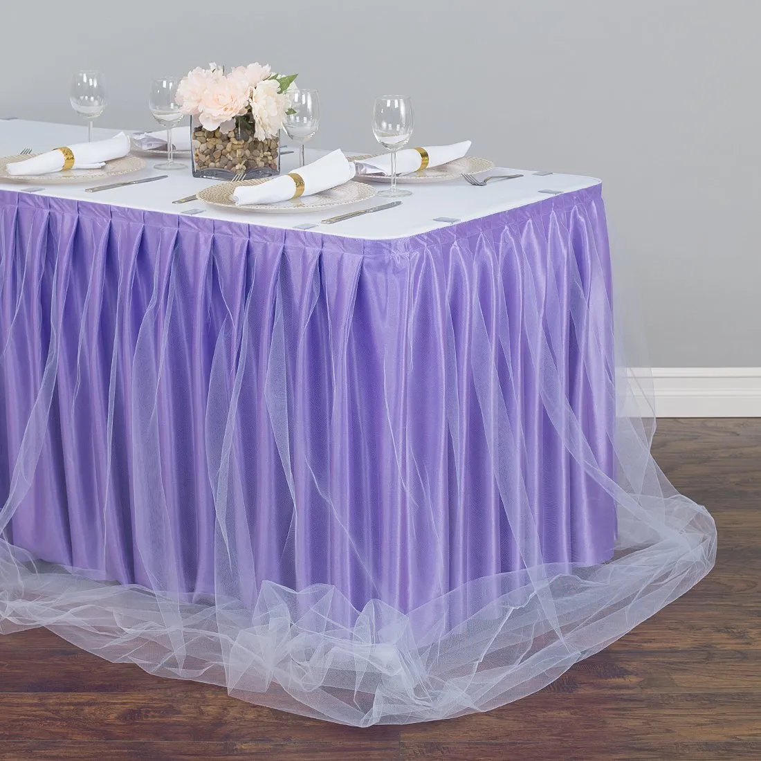 14 ft. Two Tone Tulle Chiffon Table Skirt (7 Colors)