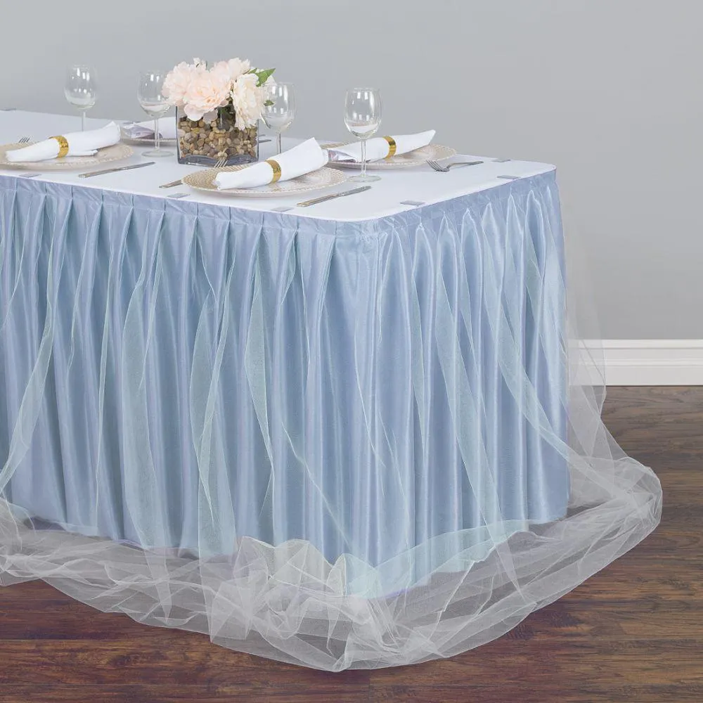 14 ft. Two Tone Tulle Chiffon Table Skirt (7 Colors)