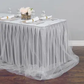17 ft. Two Tone Tulle Chiffon Table Skirt (7 Colors)
