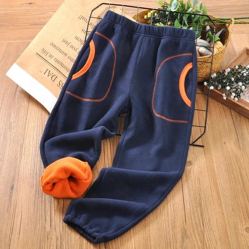 2-14 Years Spring Fall Winter Girls Boys Kids Thermal Trousers Elastic Waist Polar Fleece Girls Boys Jogger Sweatpant Warm Pants