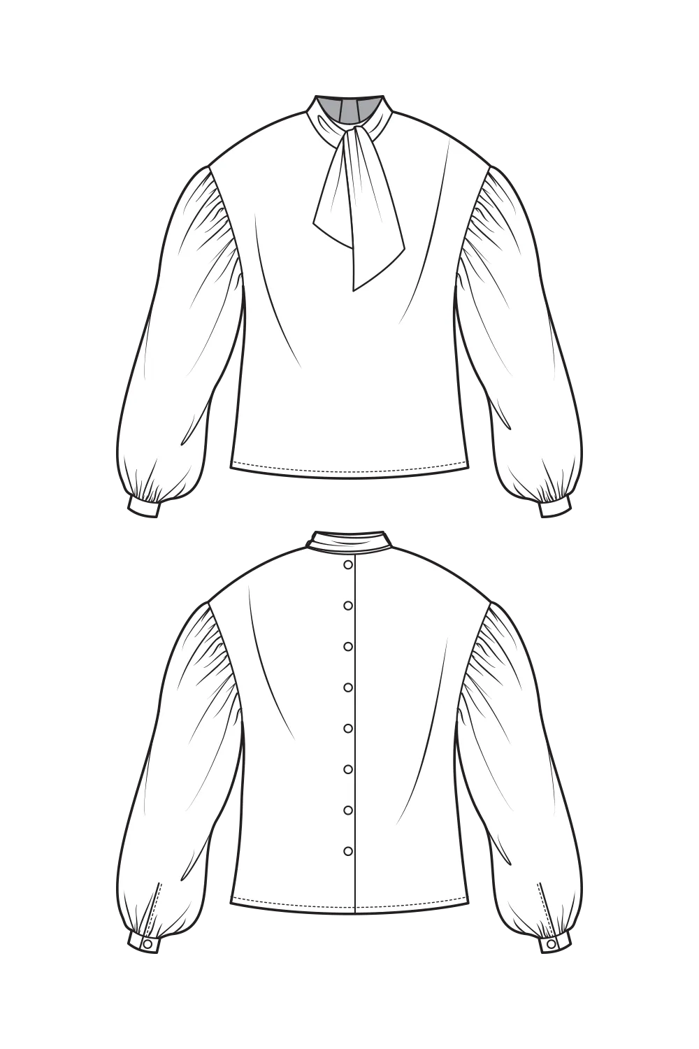 61-1 FLAIR Blouse with bow tie and back buttons