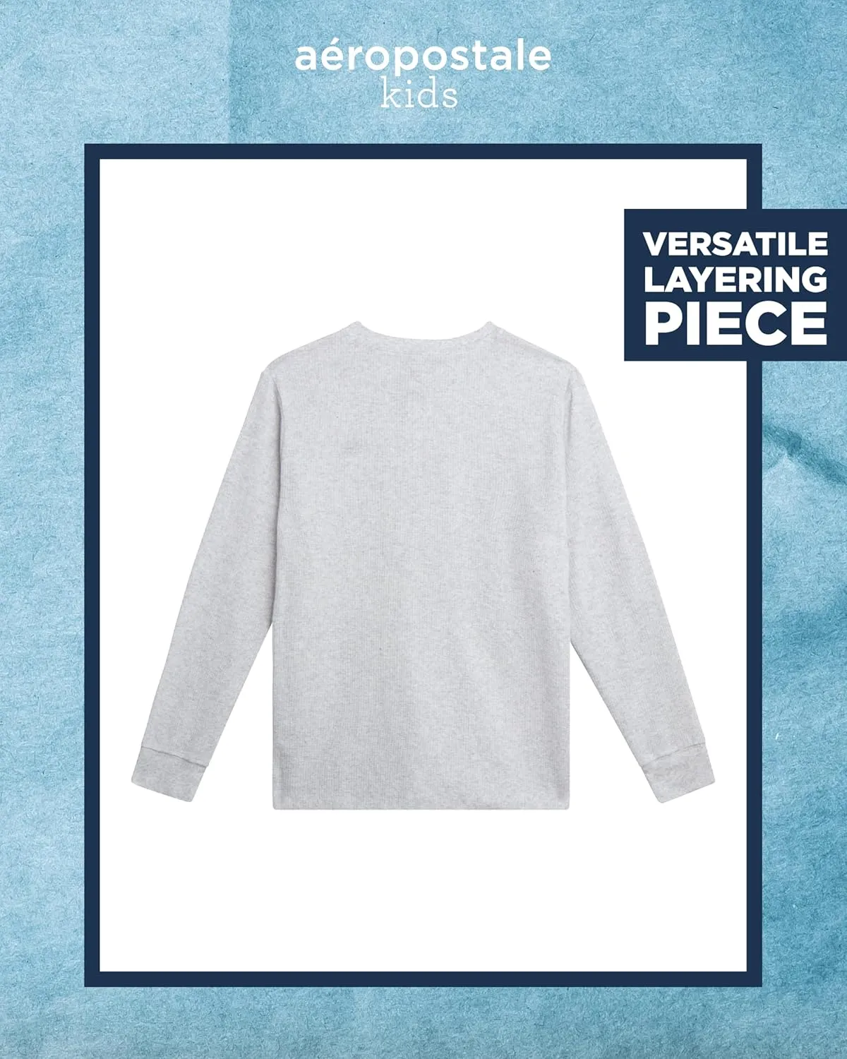 AEROPOSTALE Boys' Long Sleeve Henley Shirt - Cotton Ribbed Henley Long Sleeve Shirt - Thermal Henley Top for Boys (8-16)