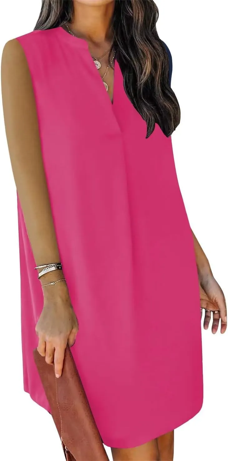 ANFTFH Women's Sleeveless Dresses 2025 V Neck Casual Trendy DressesS-2XL