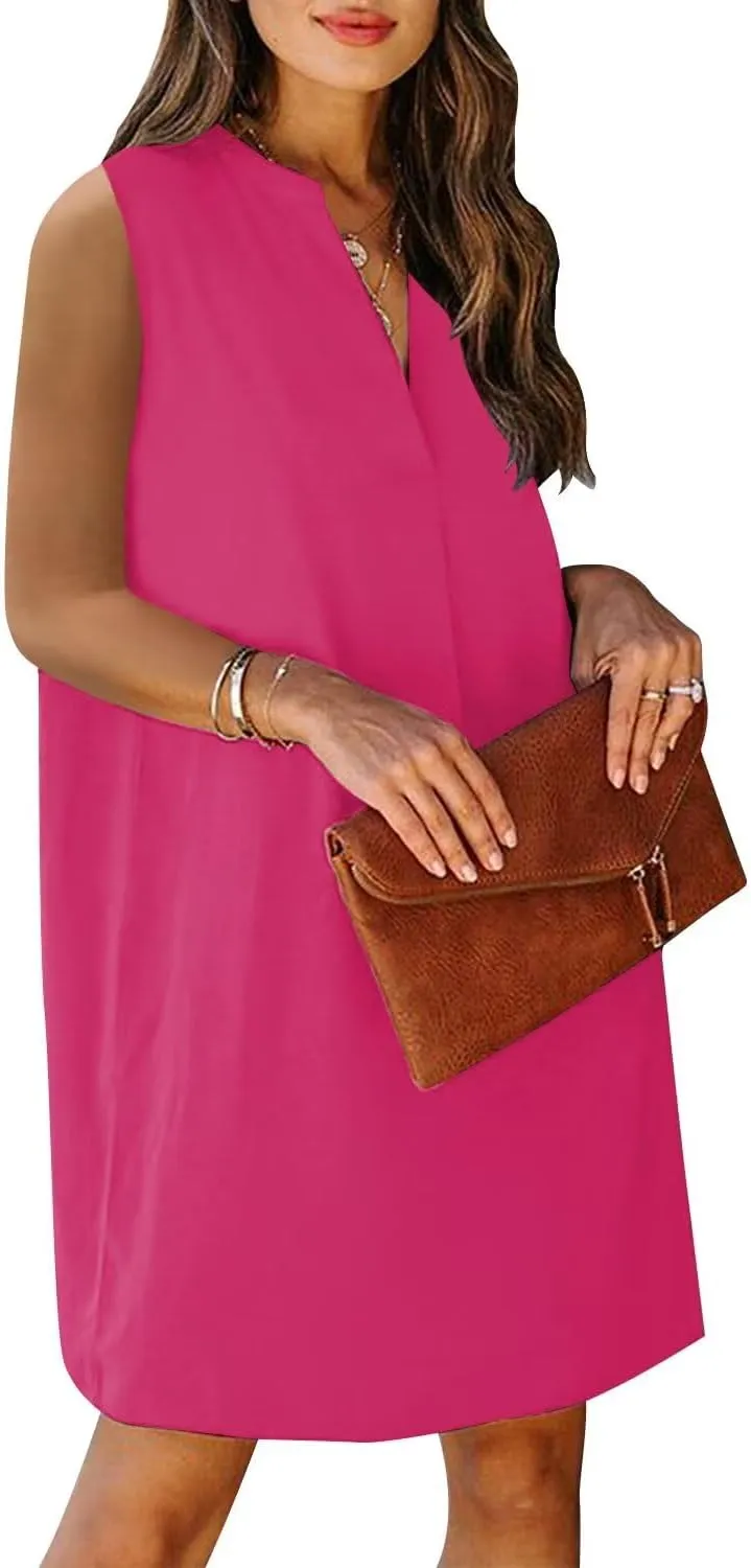 ANFTFH Women's Sleeveless Dresses 2025 V Neck Casual Trendy DressesS-2XL