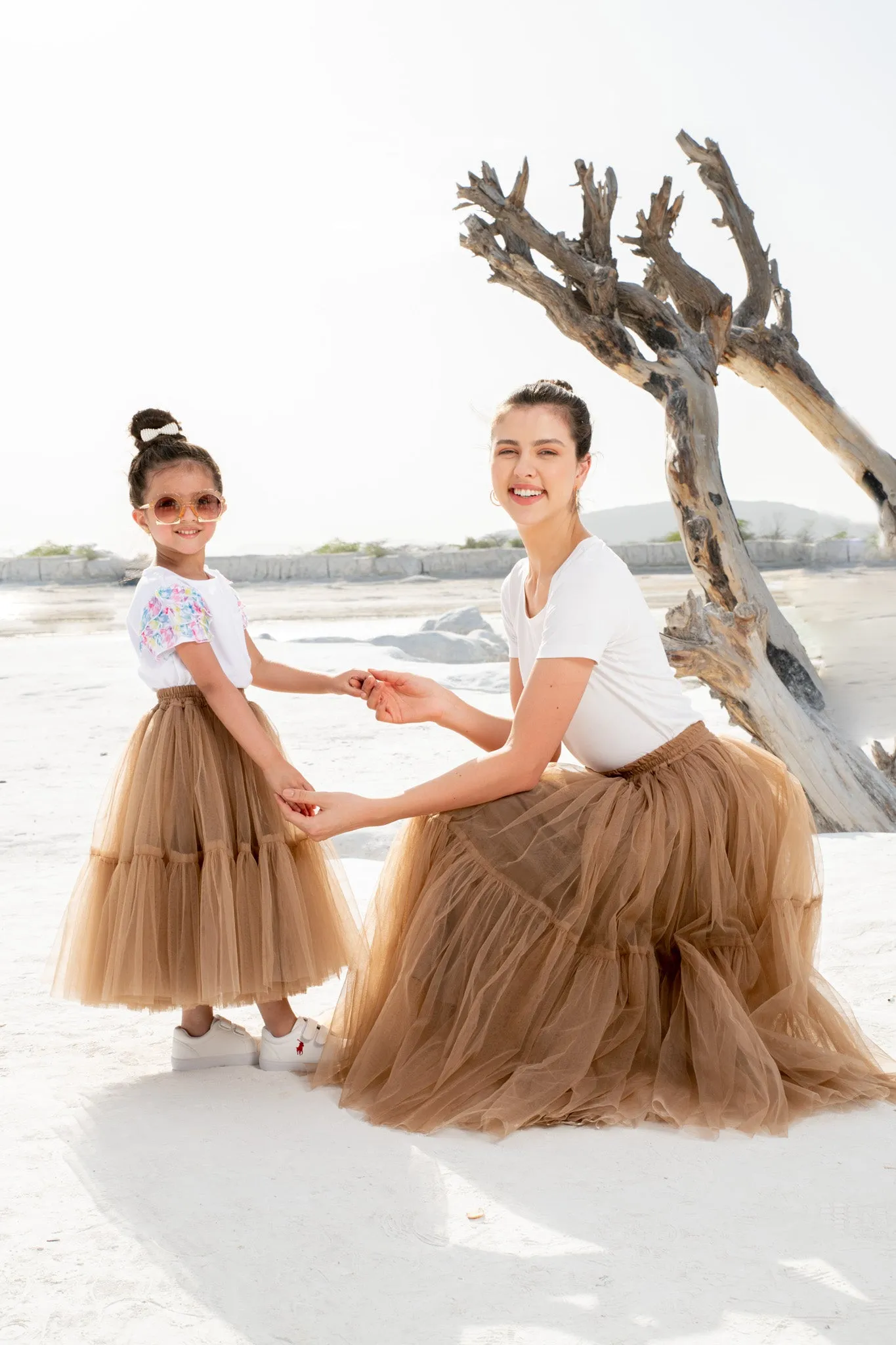 ARIZONA RUFFLE TULLE SKIRT -LATTE