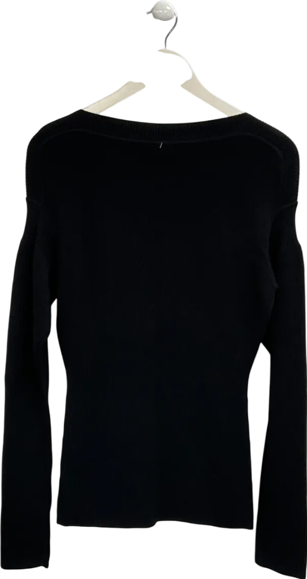 Arket Black Wool Blend Off-shoulder Top UK S