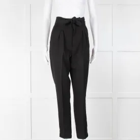 Ba&sh Black Front Pleats High Waisted Belted Trousers