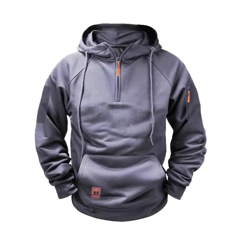 BACKWOODS | Men's Solid Zip-Up Hoodie Raglan Sleeve Sweatshirt