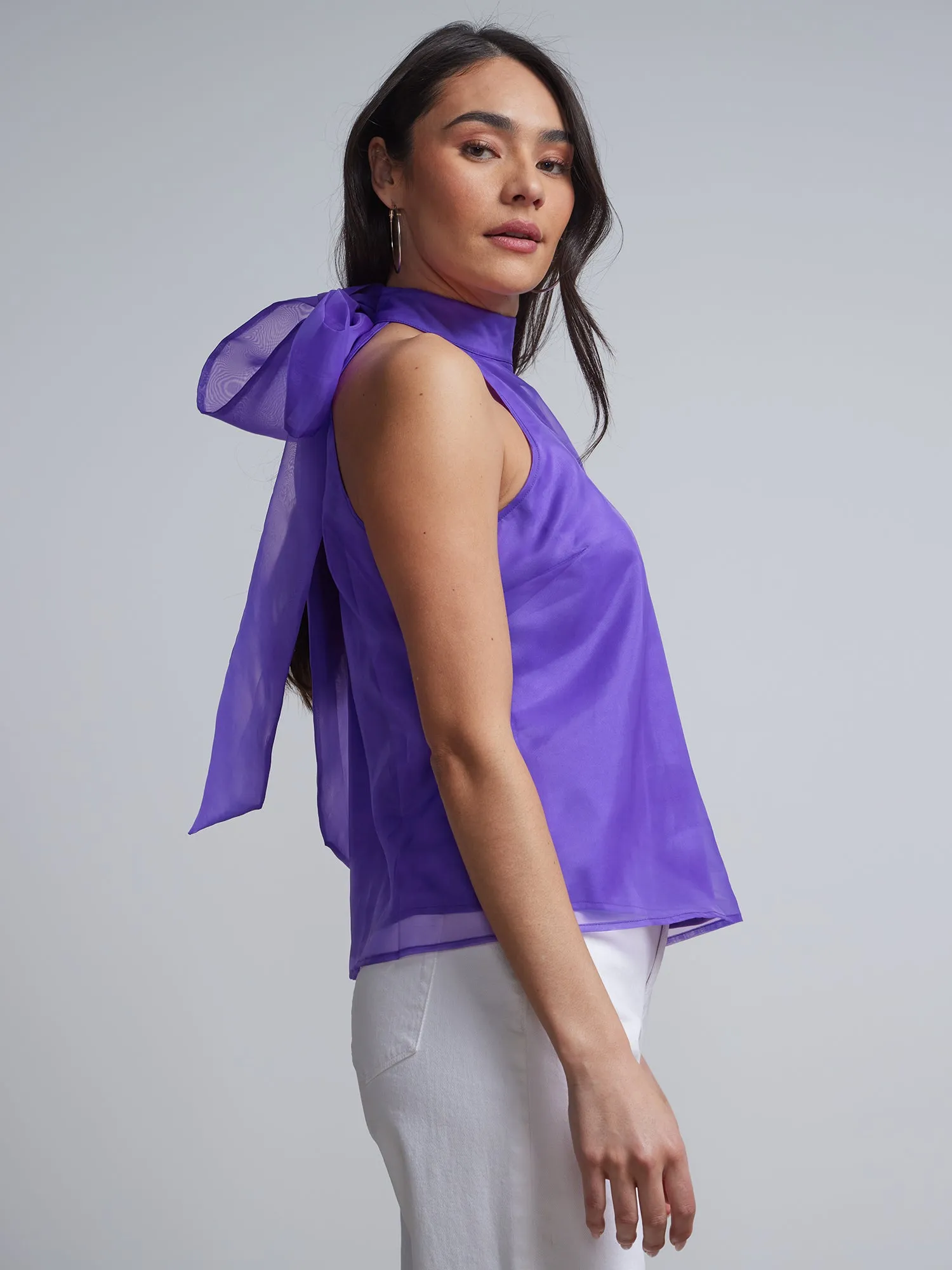 Bow-Back Halterneck Blouse