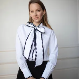 Bow Tie Blouse | Black stitching [Final Sale]