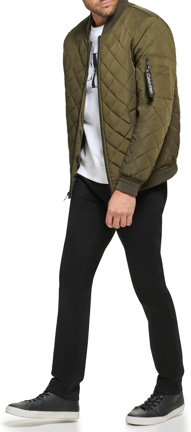 Calvin Klein Men's Quilted Zipper Detail Flight Jacket