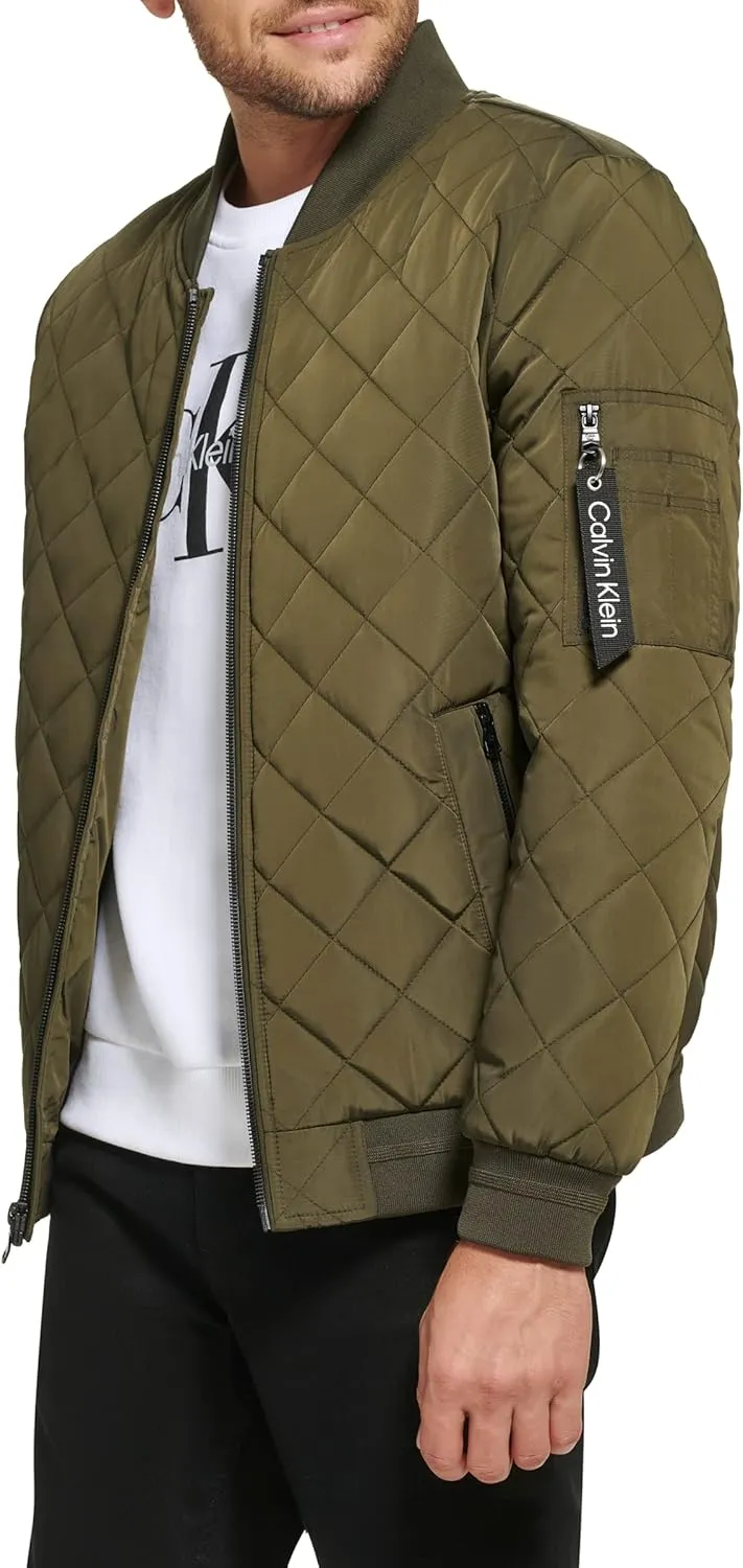 Calvin Klein Men's Quilted Zipper Detail Flight Jacket
