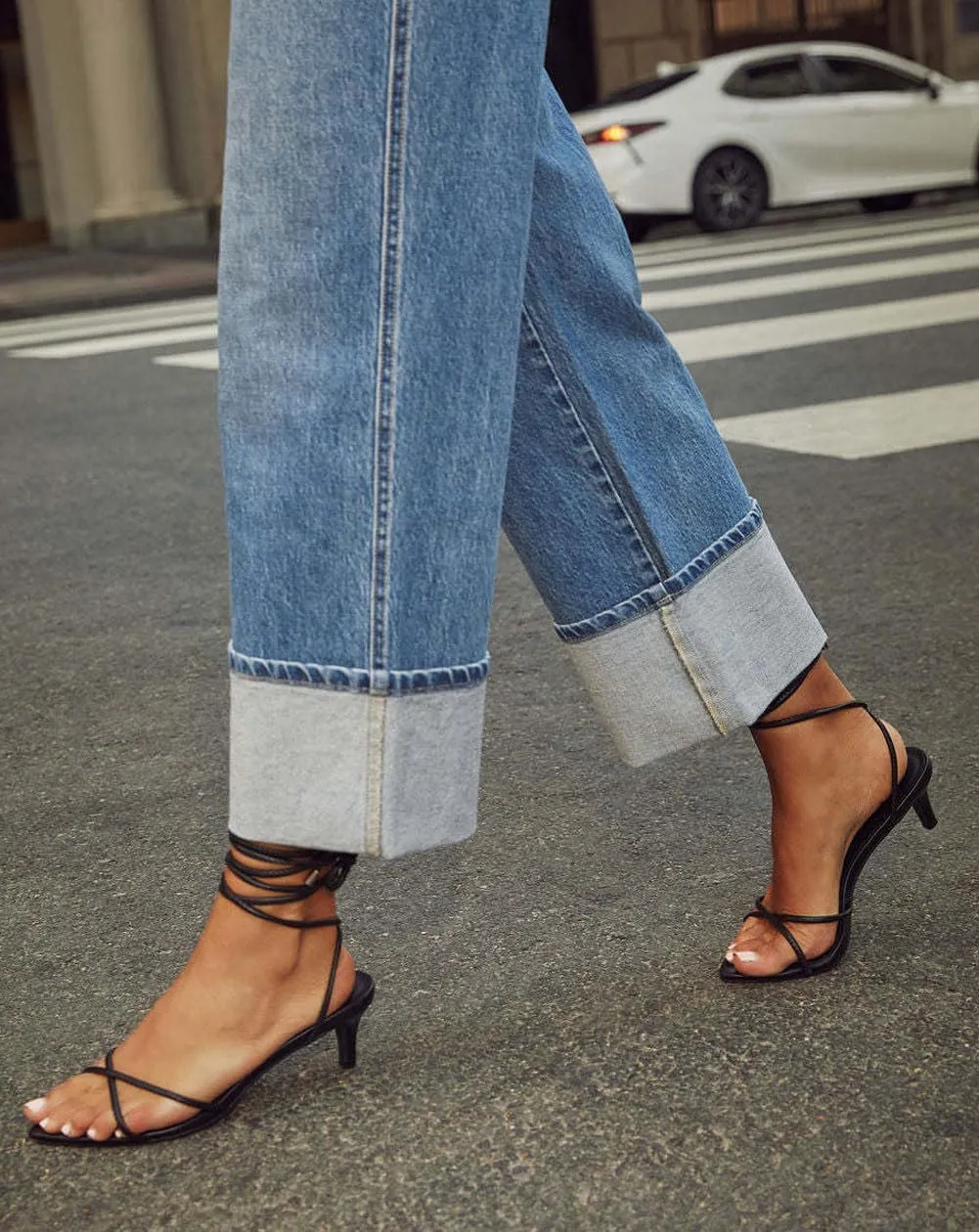 CHARTOU Wide Leg Cropped Jeans for Women High Waist Boyfriends Rolled Up Cuffed Denim Pants
