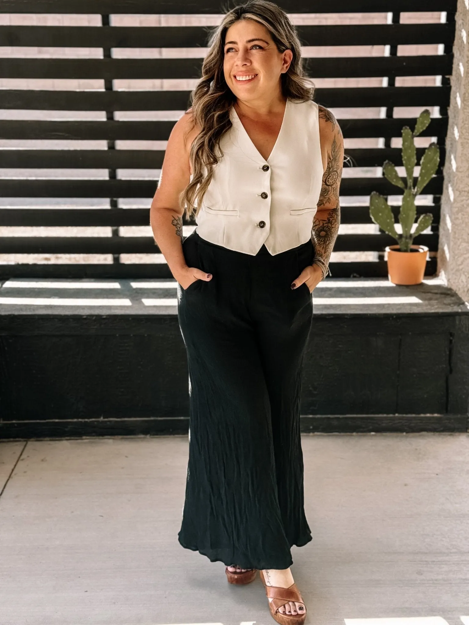 City Chic Blazer Vest, Ivory