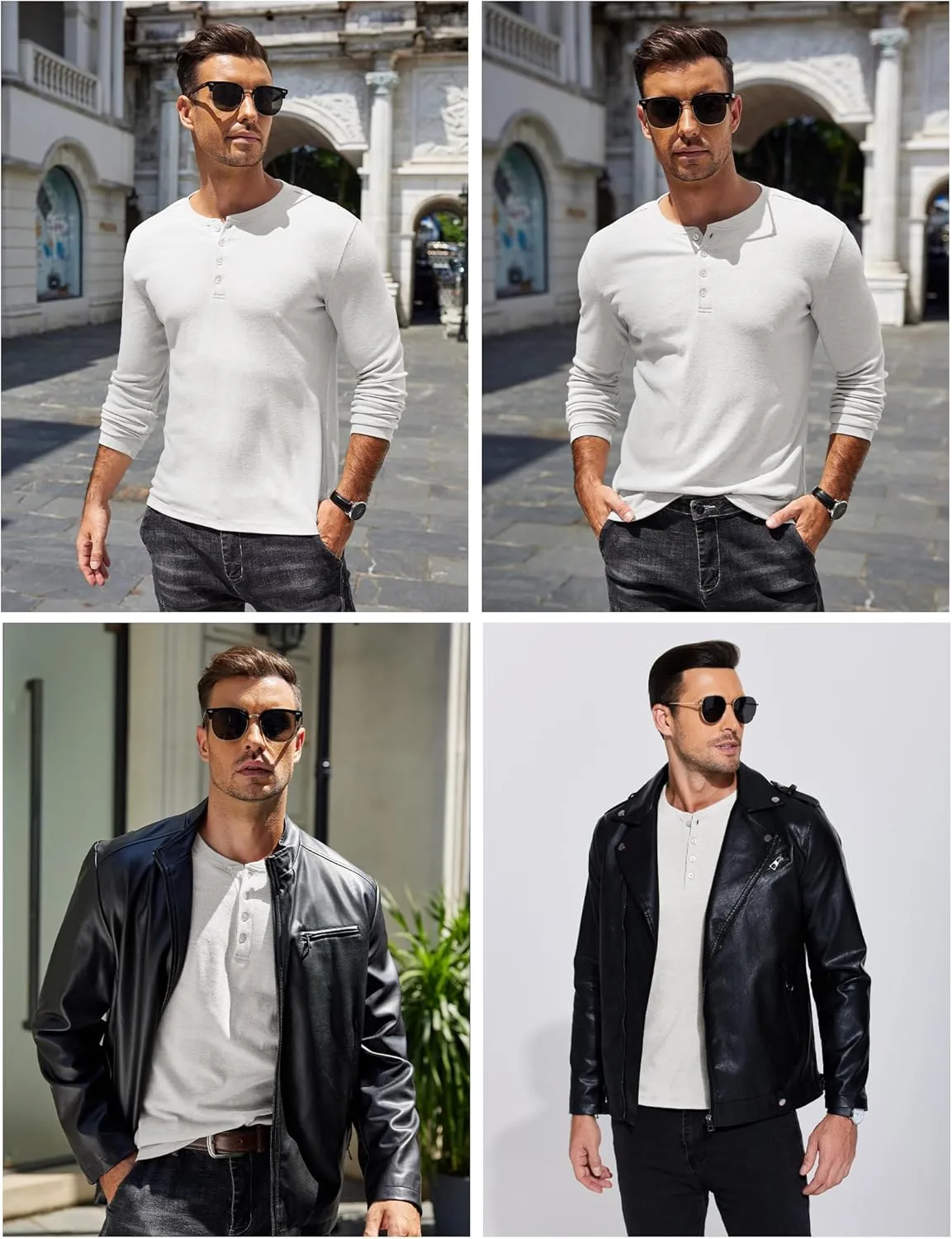 COOFANDY Mens Henley Shirts Long Sleeve Fashion Tee Shirts Slim Fit 4 Buttons T-Shirts Casual Basic Pullover Top
