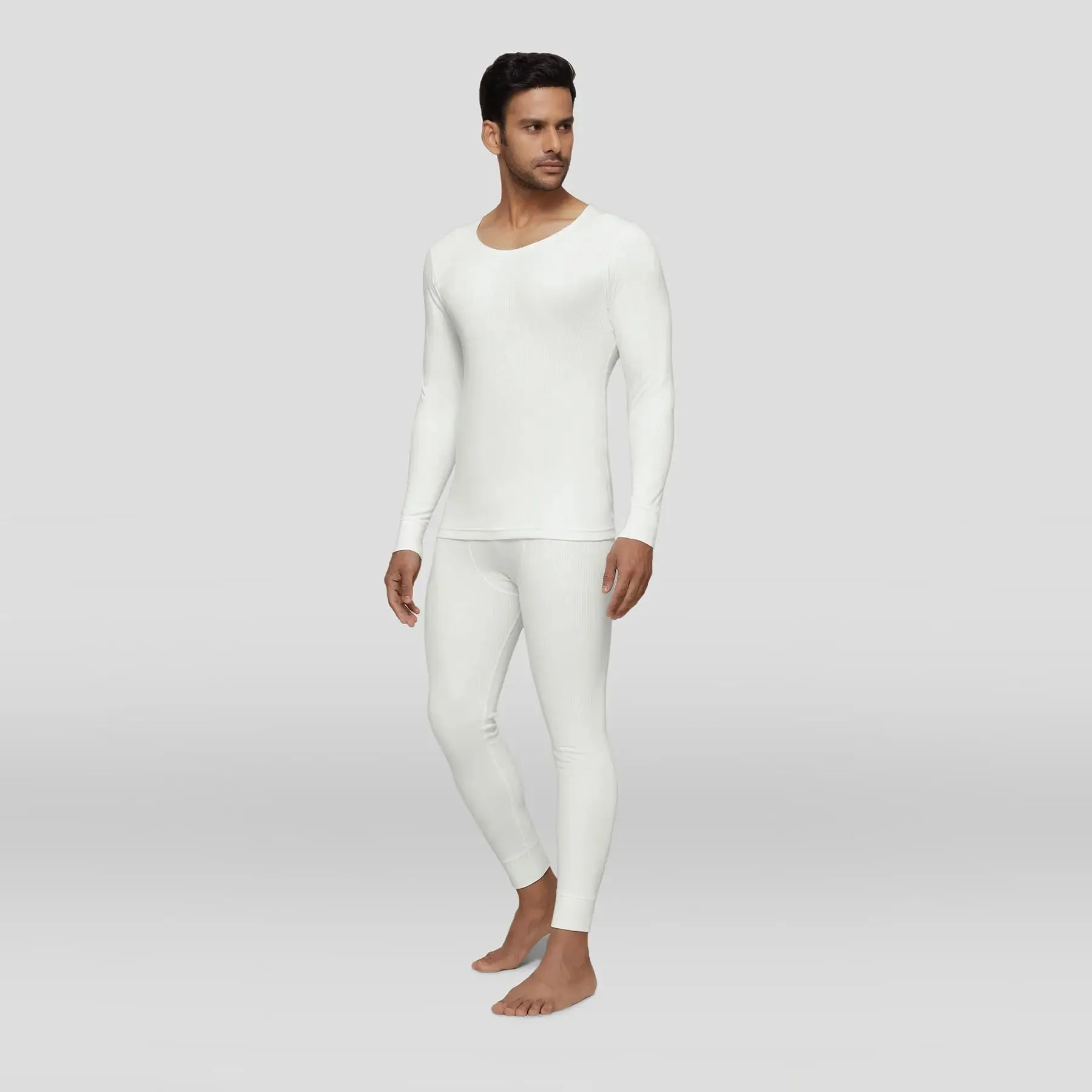 Cotton Rich Thermal Long Sleeve Vest Ivory White