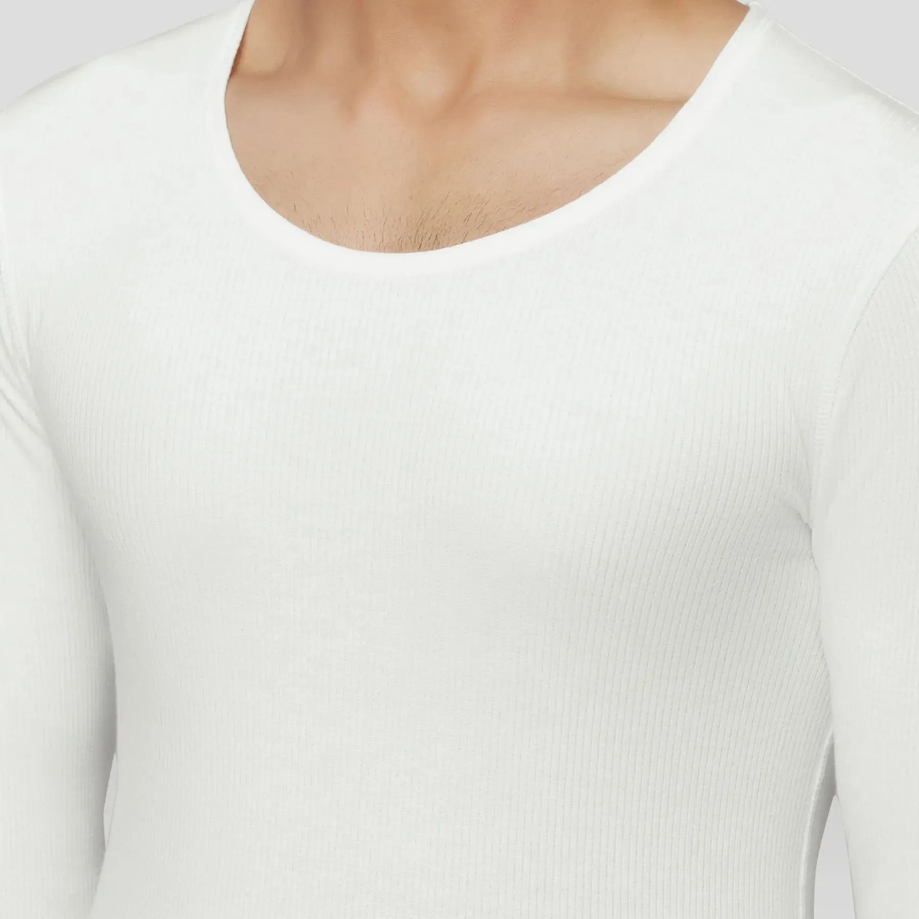 Cotton Rich Thermal Long Sleeve Vest Ivory White