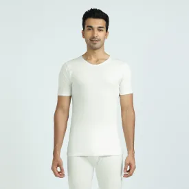 Cotton Rich Thermal Short Sleeve Vest Ivory White
