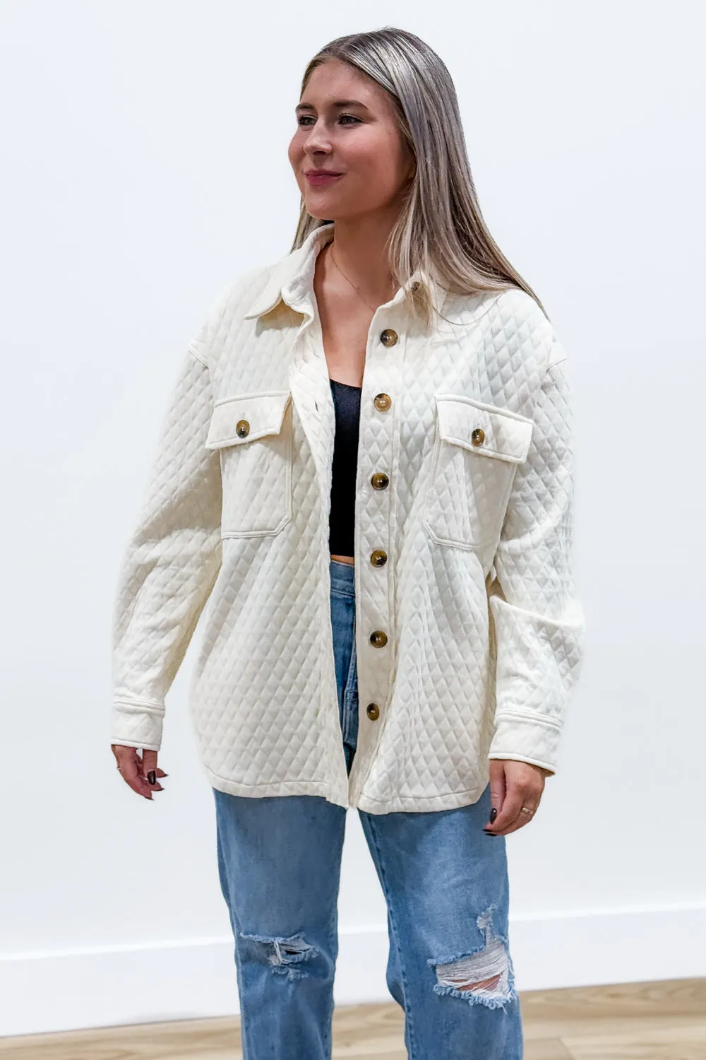 Cozy Up To Me Button Down Jacket - Ivory