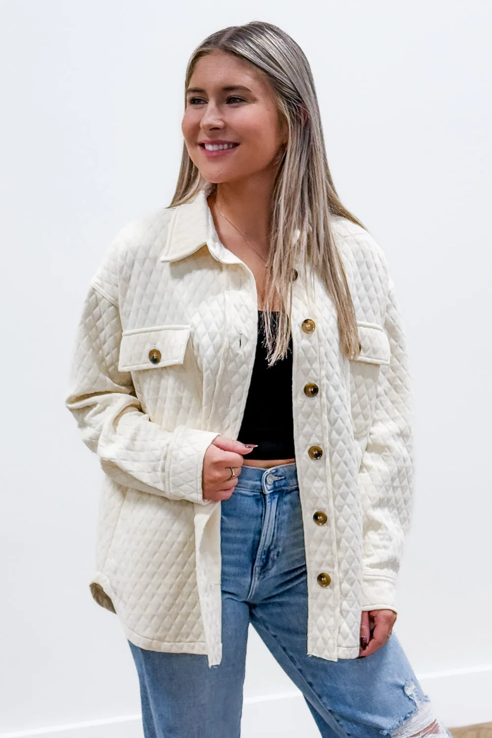 Cozy Up To Me Button Down Jacket - Ivory