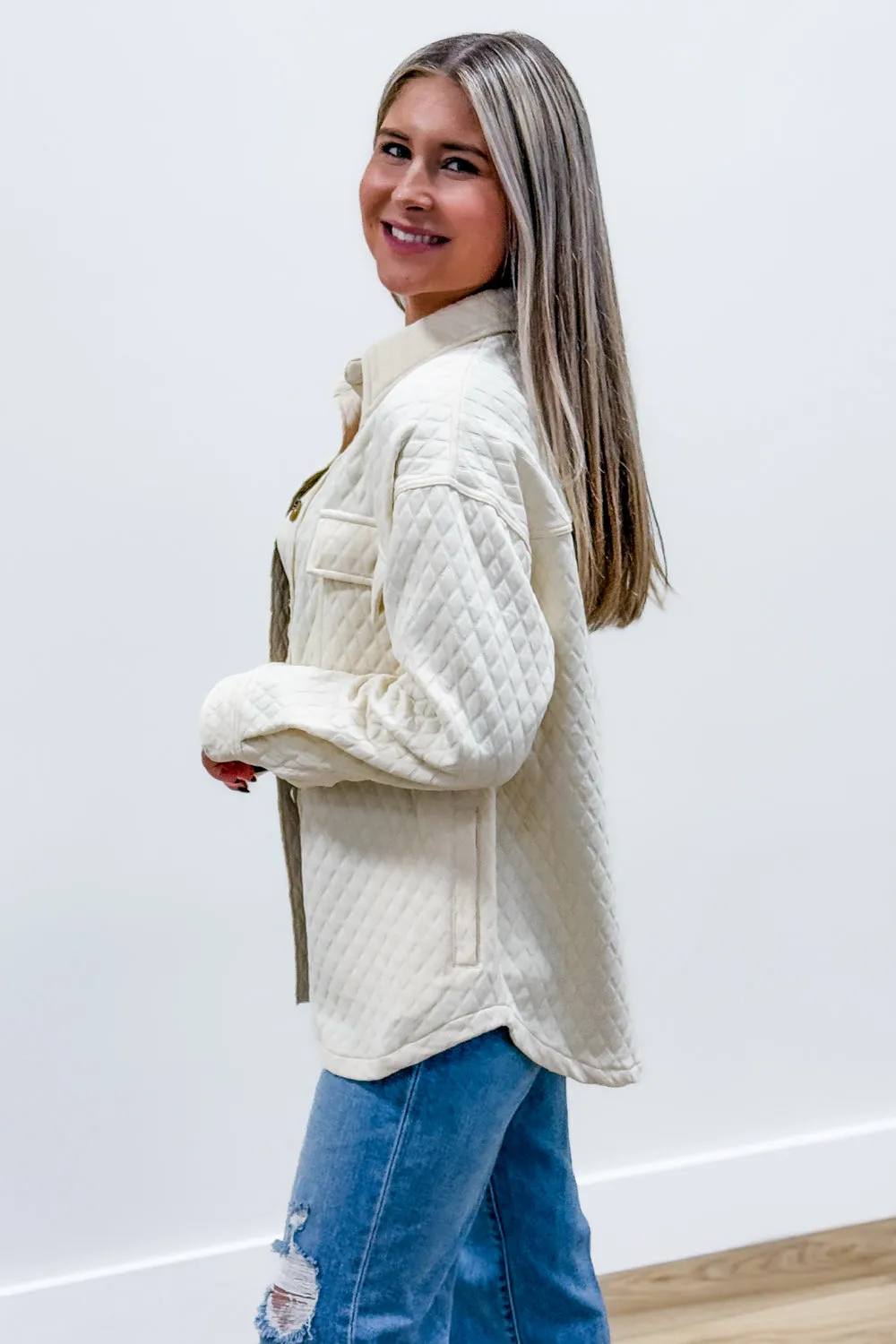 Cozy Up To Me Button Down Jacket - Ivory