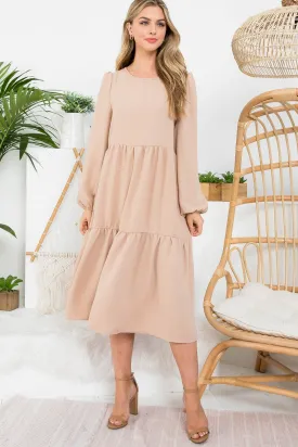 DARK STONE CUFFED SLEEVE RAFFLE CAFTAN DRESS