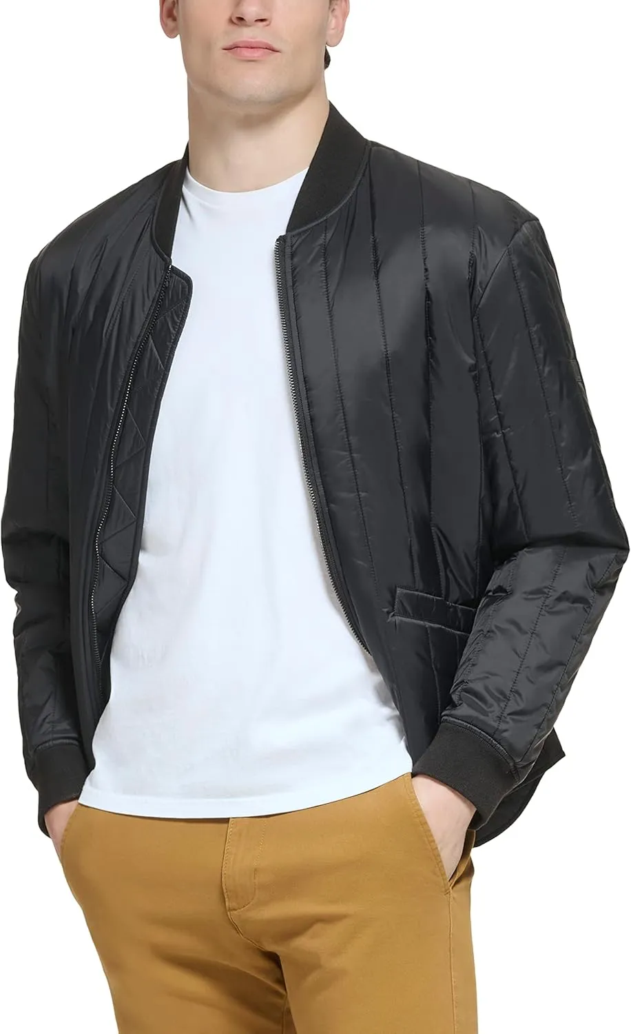 Dockers Men's Channel Quilted Open Bottom Bomber Jacket