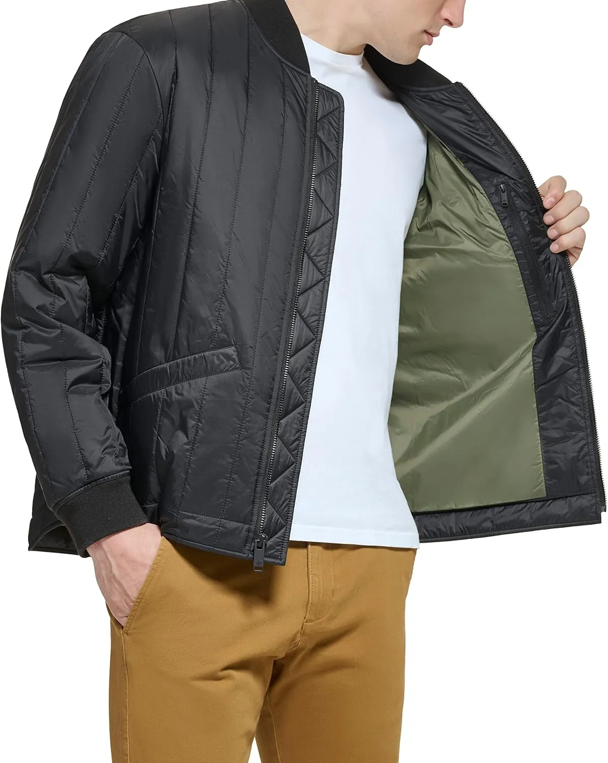 Dockers Men's Channel Quilted Open Bottom Bomber Jacket