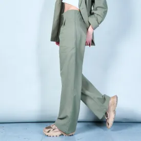 High-waist tailored pants with gold button wholesale