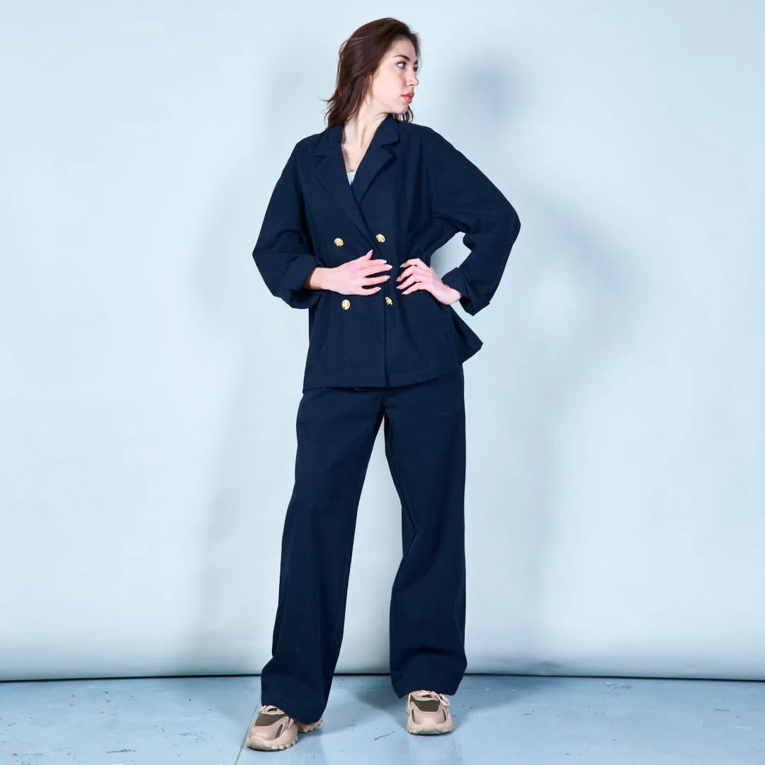 High-waist tailored pants with gold button wholesale