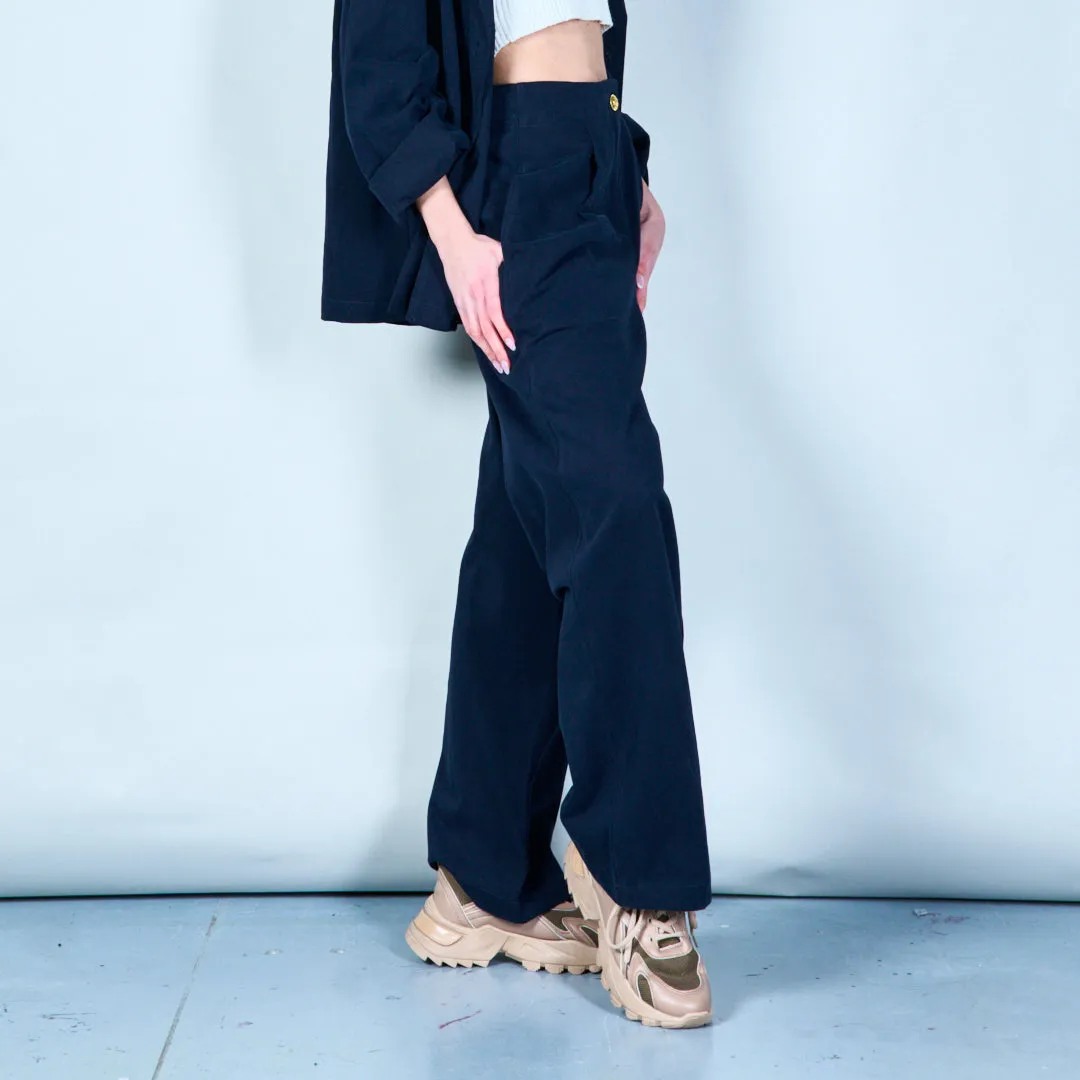 High-waist tailored pants with gold button wholesale