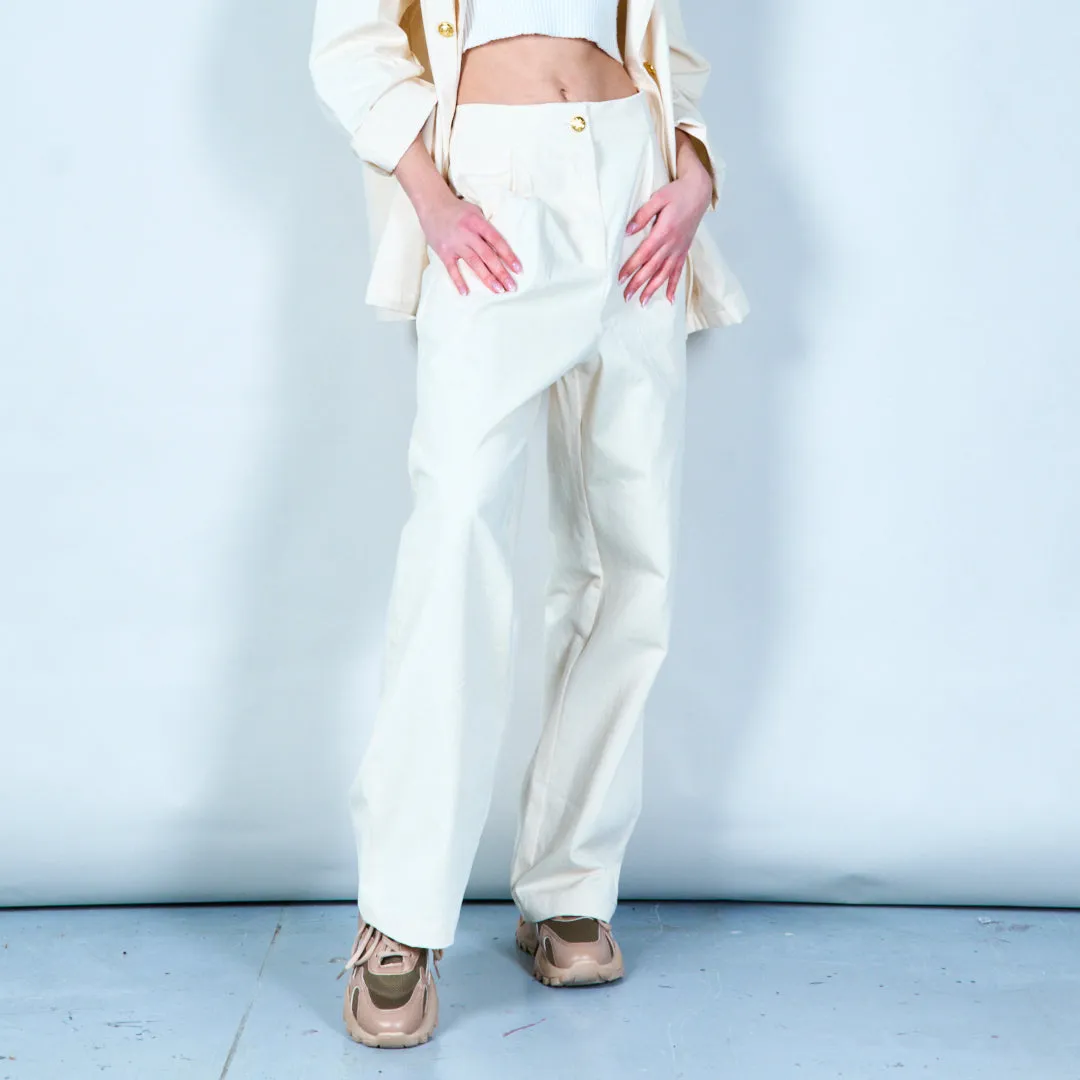 High-waist tailored pants with gold button wholesale