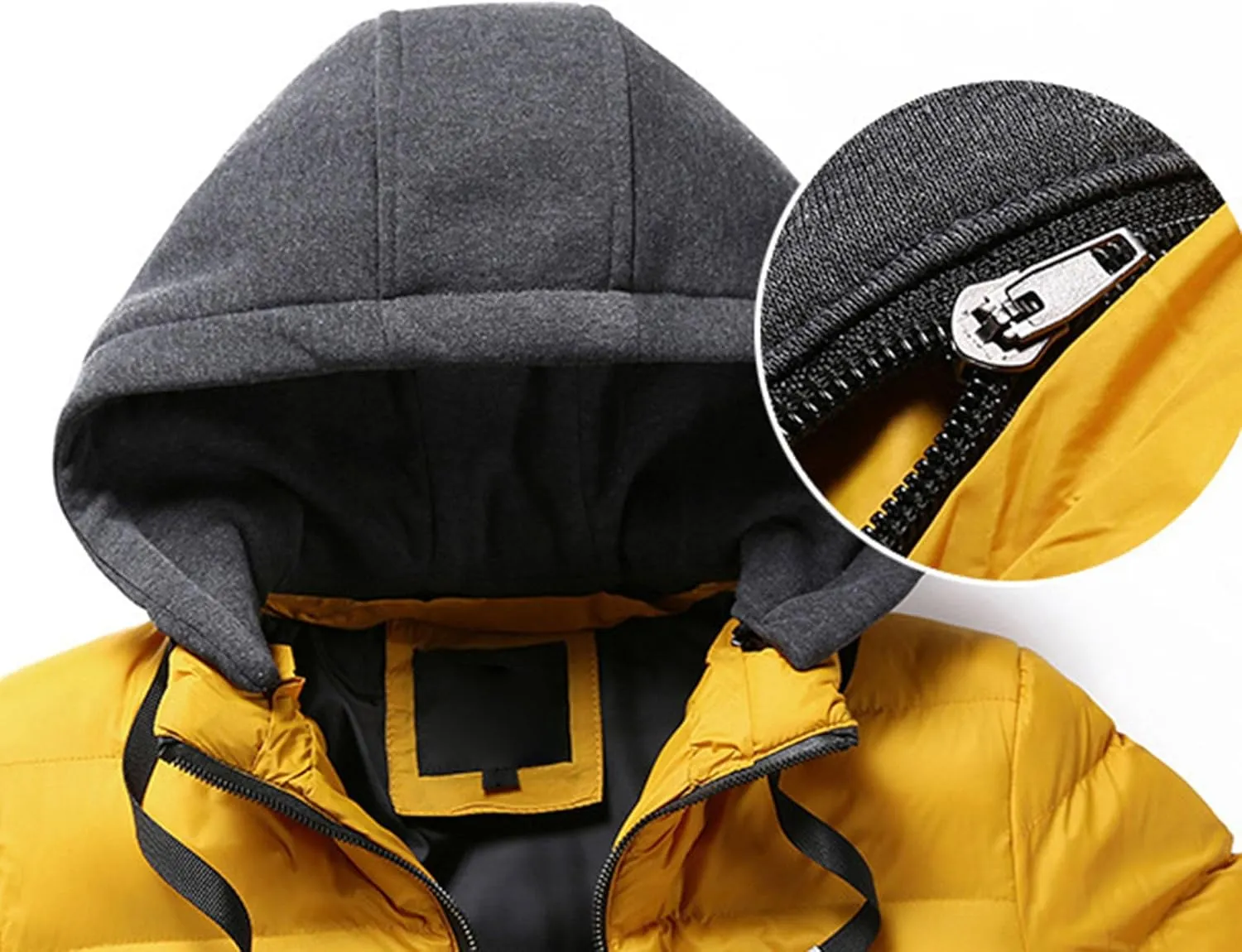 JEsilunmaMY Men's Casual Puffer Jacket with Removable Hood Winter Parka Cotton Down Coats Windproof Thermal Padded Jacket