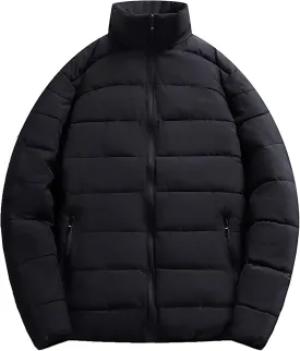 JEsilunmaMY Men's Stand Collar Thermal Puffer Jacket Full Zip Thicken Warm Down Coats Casual Loose Winter Padded Jacket