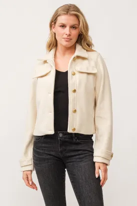 KATRIN MILITARY BUTTONS COLLARED JACKET ANTIQUE WHITE