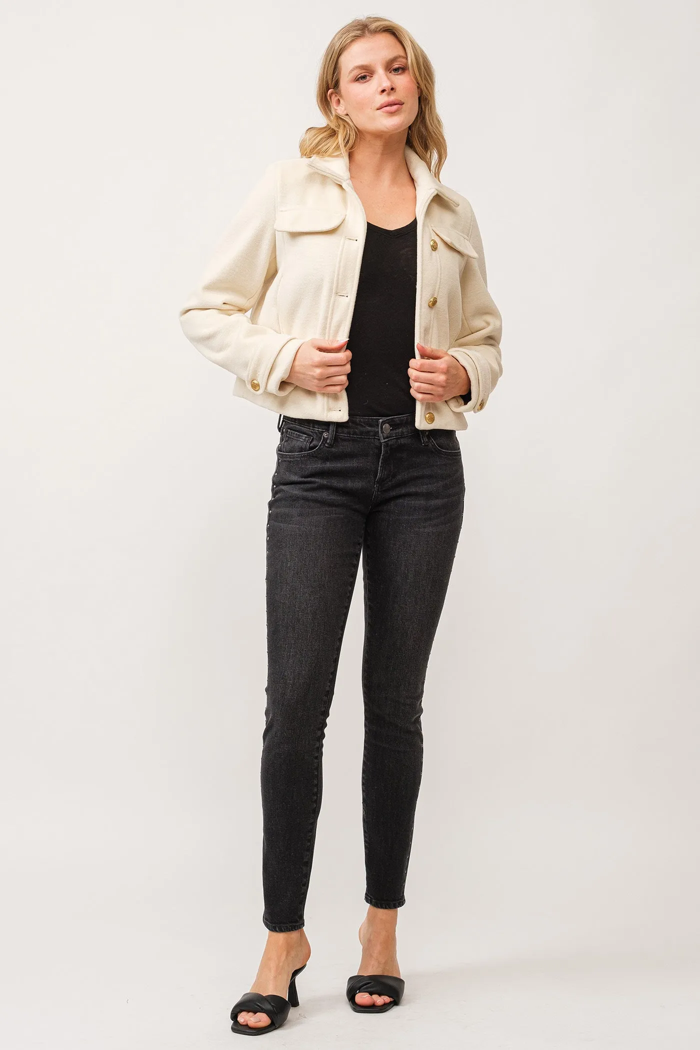 KATRIN MILITARY BUTTONS COLLARED JACKET ANTIQUE WHITE