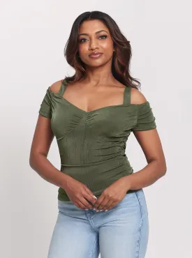Khaki Green Emily Rib Top