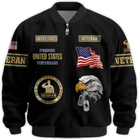Mens Veteran Varsity Jacket, Durable Military Bomber Jacket with Patriotic Detailing  Top Military Gifts