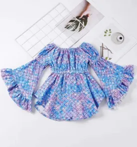 Mermaid-Me Trumpet Sleeve off Shoulder Top