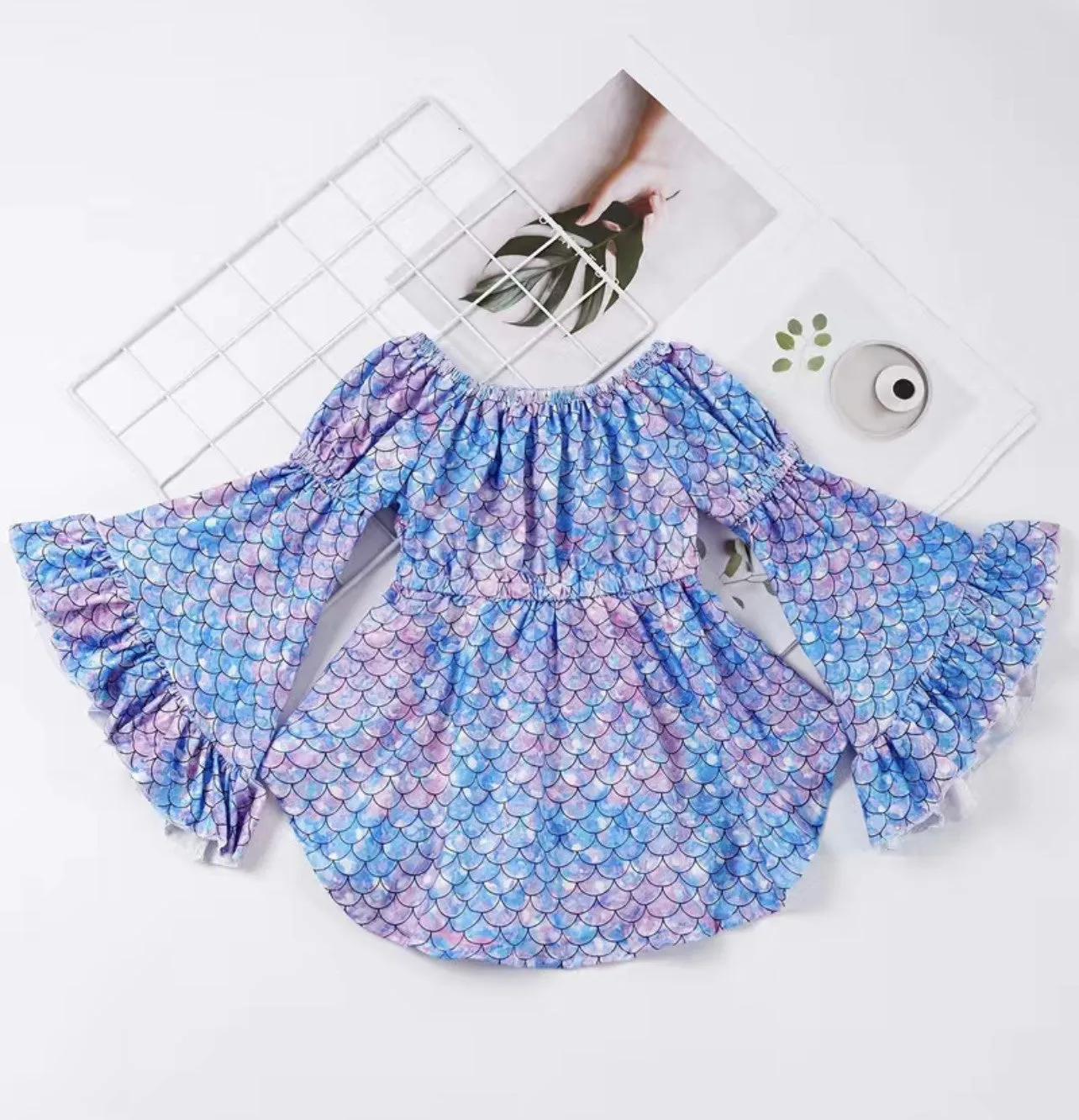 Mermaid-Me Trumpet Sleeve off Shoulder Top