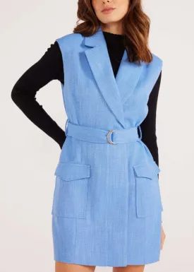 MINKPINK Lucy Belted Blazer Mini Dress- Light Blue