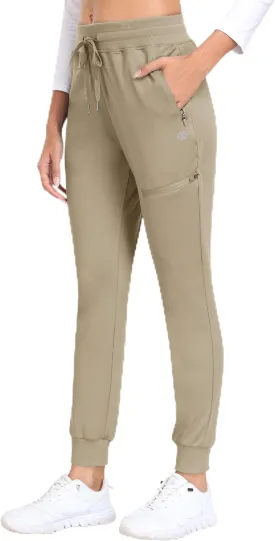 MoFiz Women's Fleece Lined Hiking Pants Water Resistant High Waisted Thermal Joggers Winter Running Sweatpants Zip Pockets