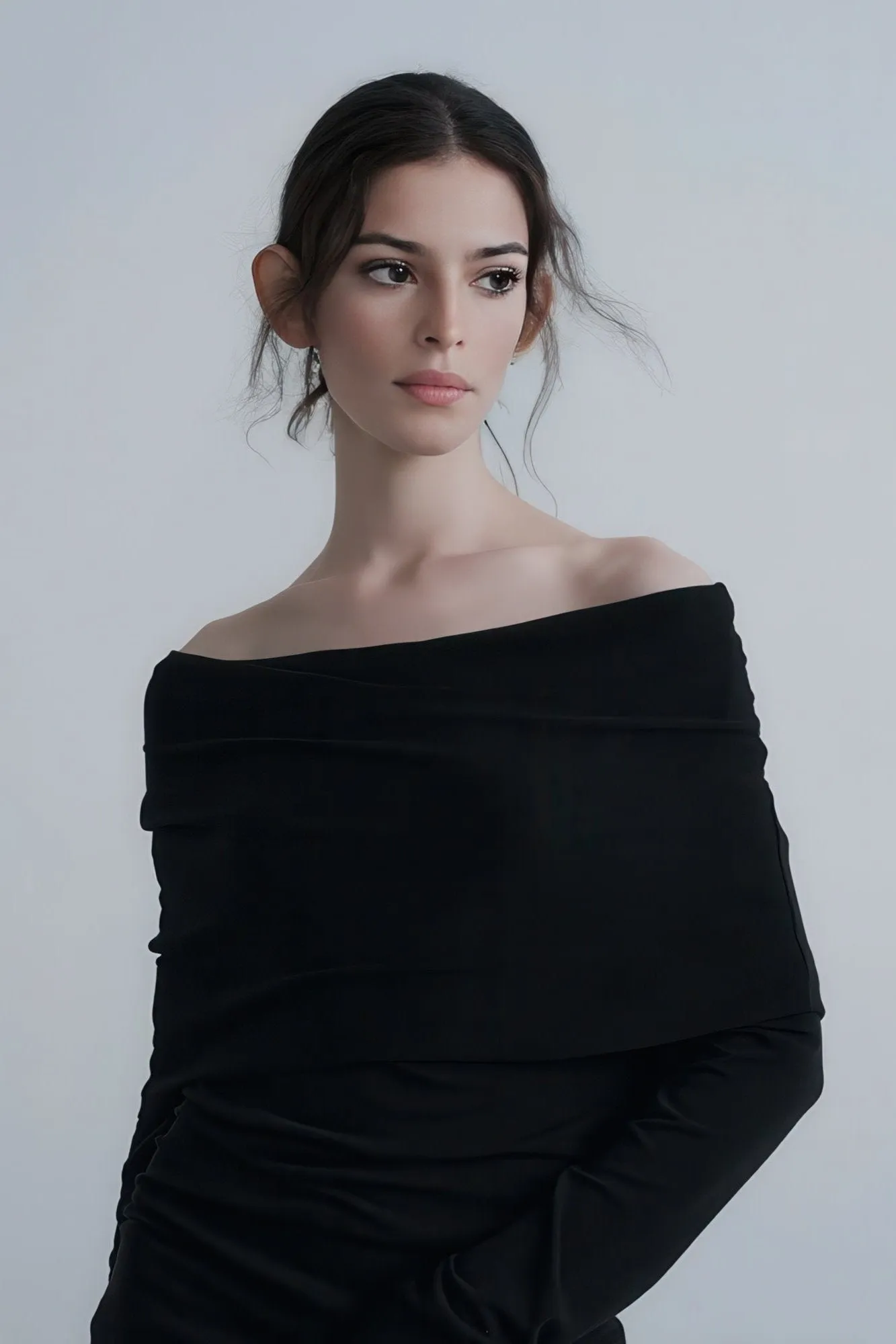Off-Shoulder Knit Long Sleeve Top