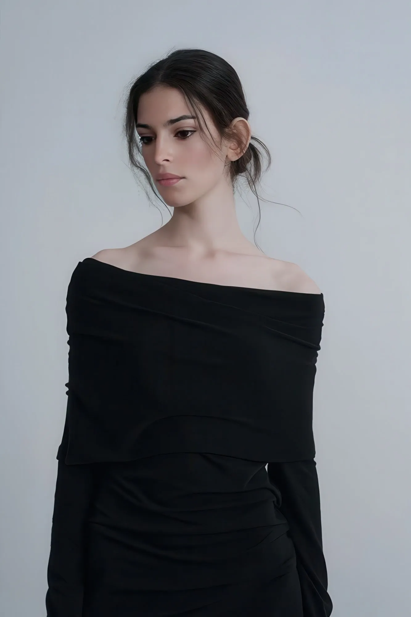 Off-Shoulder Knit Long Sleeve Top