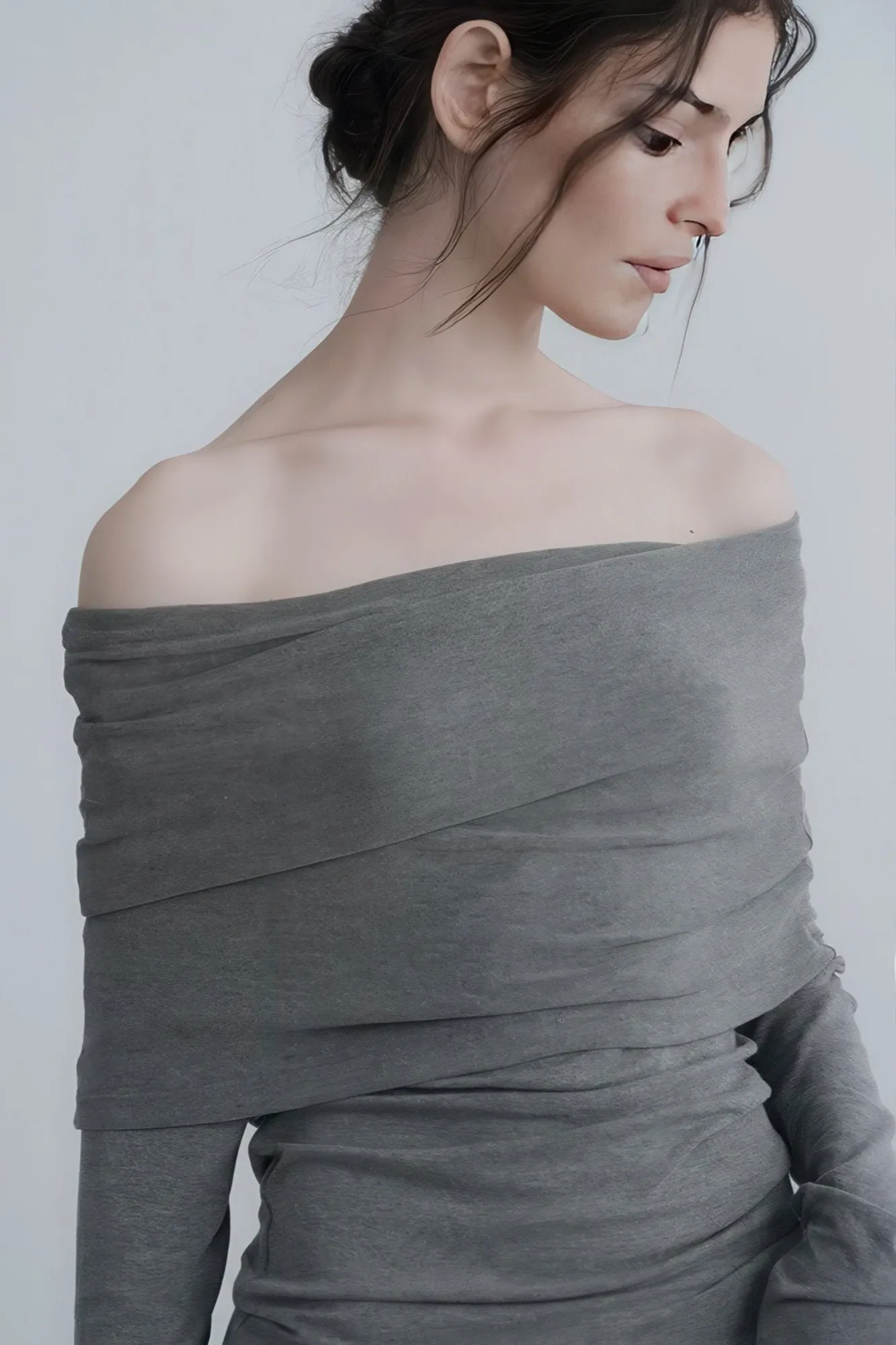 Off-Shoulder Knit Long Sleeve Top
