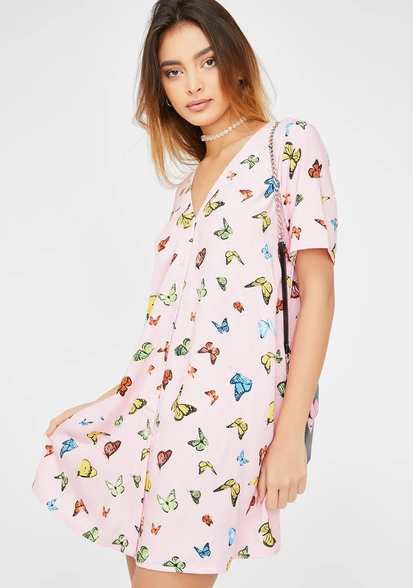 Pink Butterfly Crosena Dress